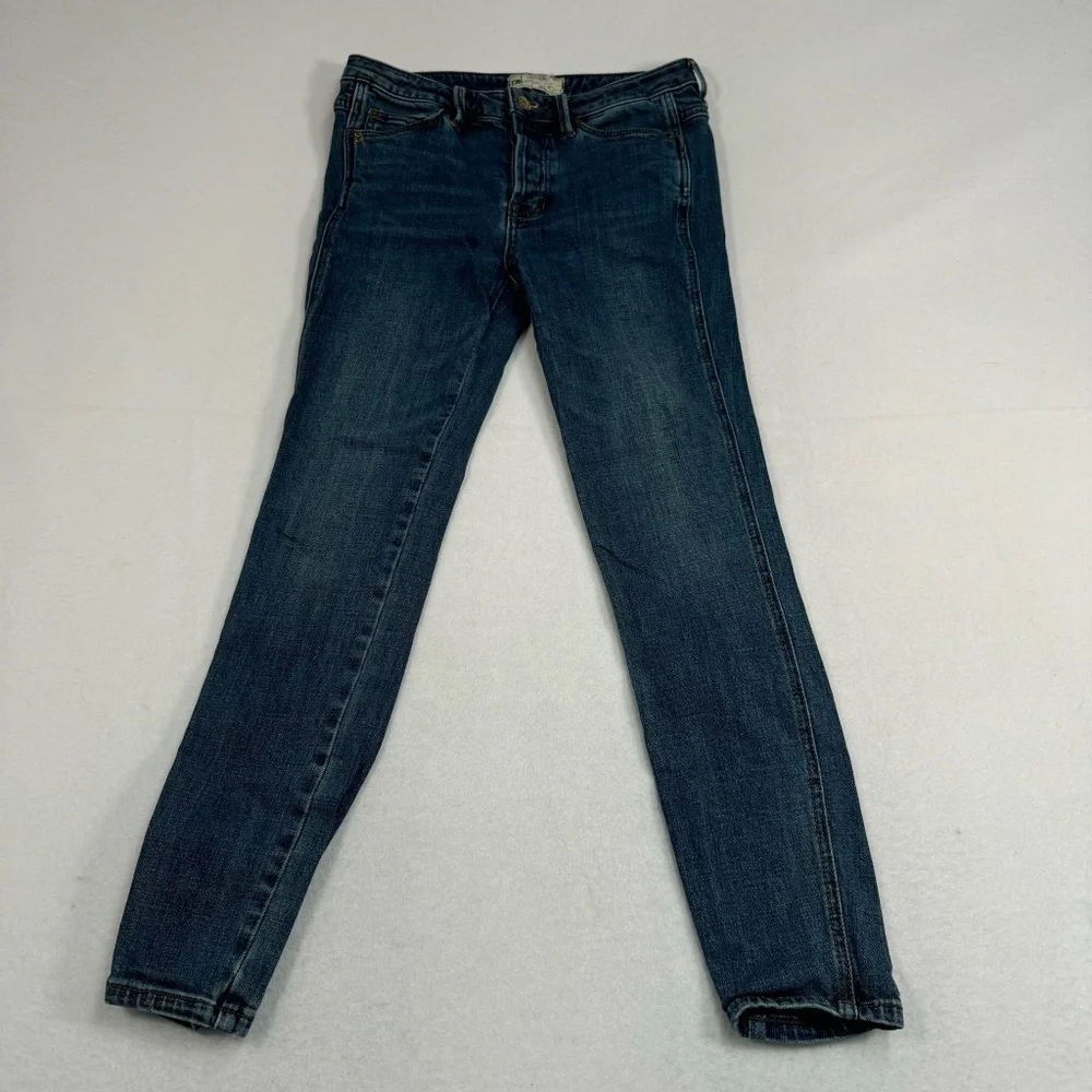 Free People Button Fly Skinny Jeans Womens Size 25 Medium Blue Mid Rise
